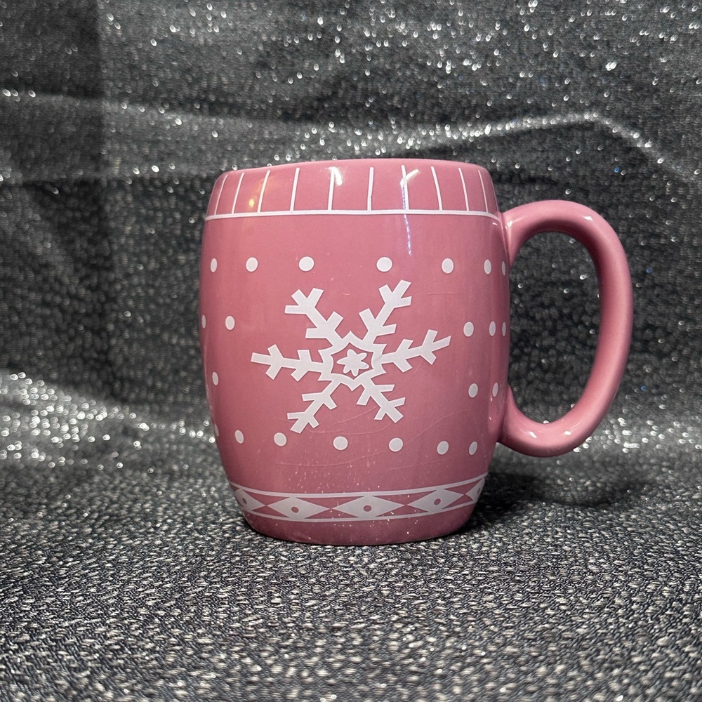 Large Pink Snowflake Mug